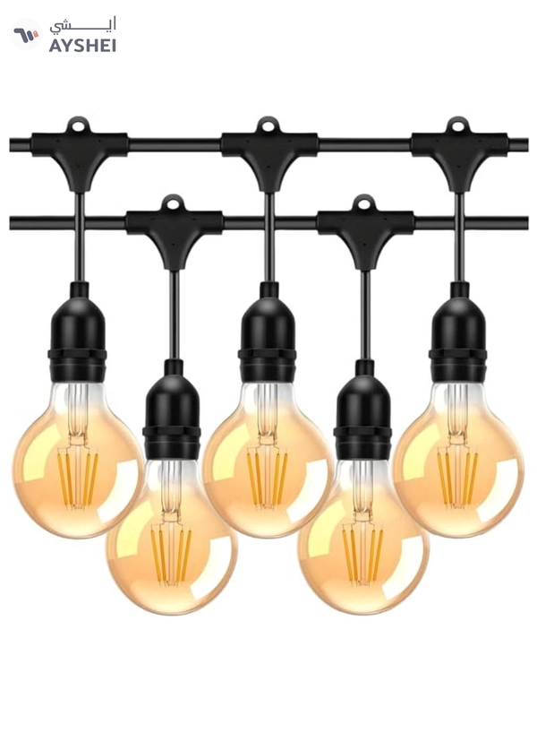 Yuwell Outdoor Waterproof IP65 Led String Lights E27 Holder 50 Meter Bulb Holder Wire With 100 Bulbs 4W G80 Amber With EU Plug Solar Bulb Holder For Ramadan Decoration Lights And Outdoor Decoration Light Hanging Light String Wire Ramadan Light For Commercial Patio Garden & Porch Yard