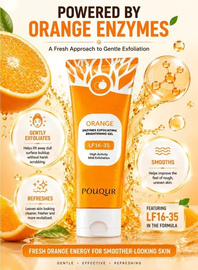 POUQUUR Orange Enzymes Exfoliating Brightening Gel LF16-35, High Activity Mild Exfoliation Facial Skincare, Gentle-Looking Formula for Refreshing the Skin Surface and Supporting a Smooth, Clean and Bright-Looking Complexion-2