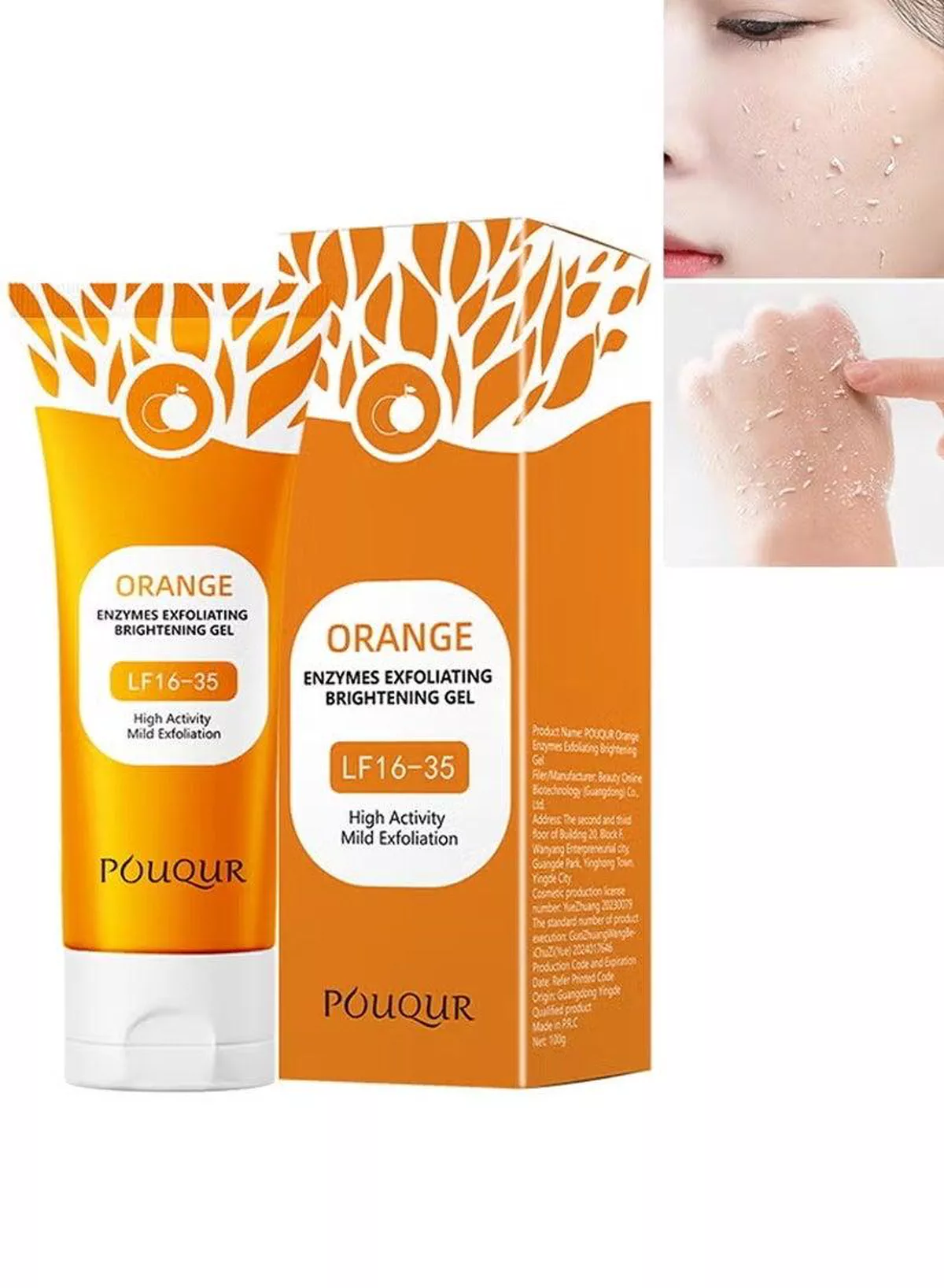 POUQUUR Orange Enzymes Exfoliating Brightening Gel LF16-35, High Activity Mild Exfoliation Facial Skincare, Gentle-Looking Formula for Refreshing the Skin Surface and Supporting a Smooth, Clean and Bright-Looking Complexion-6-6