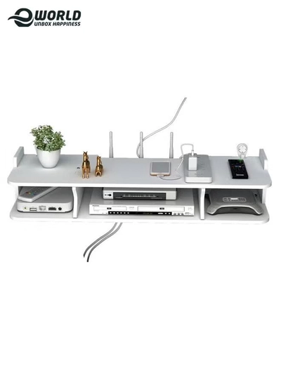 Eworld Living room TV wall set-top box router storage rack decoration wall with WIFI hanger-0