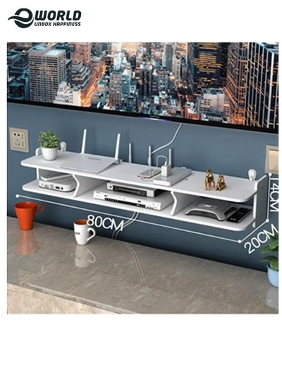 Eworld Living room TV wall set-top box router storage rack decoration wall with WIFI hanger-1