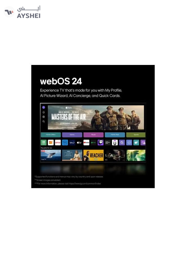 LG 65 Inch 4K OLED WebOS 24 Dolby ATMOS HDR 10 Smart TV, 120HZ, Dolby Vision, HLG,α9 AI Sound Pro (Virtual 9.1.2 Up-mix), Magic Remote included CS4, (2024 Model - KSA Version) - 2 Years Warranty OLED65CS4VA Black