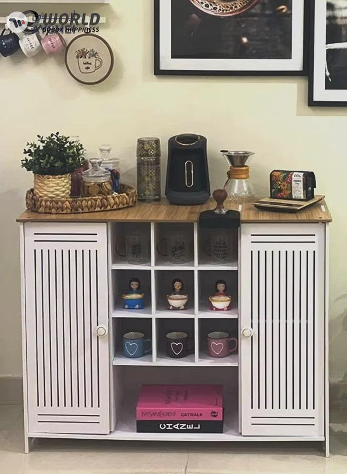 Eworld Portable 9 Cubes Freestanding Entryway kitchen Square Cube Shelf Unit Household -1-1