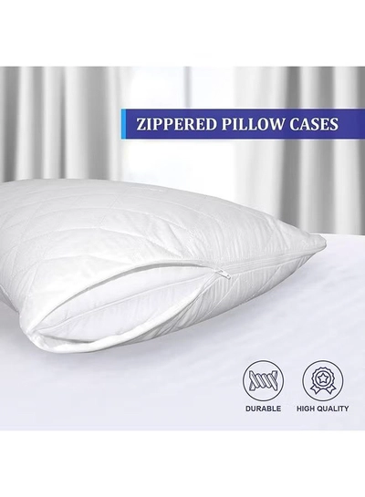 Eworld Pack of 4 Pillow Protectors - Quilted Zipped Pillow Covers -5