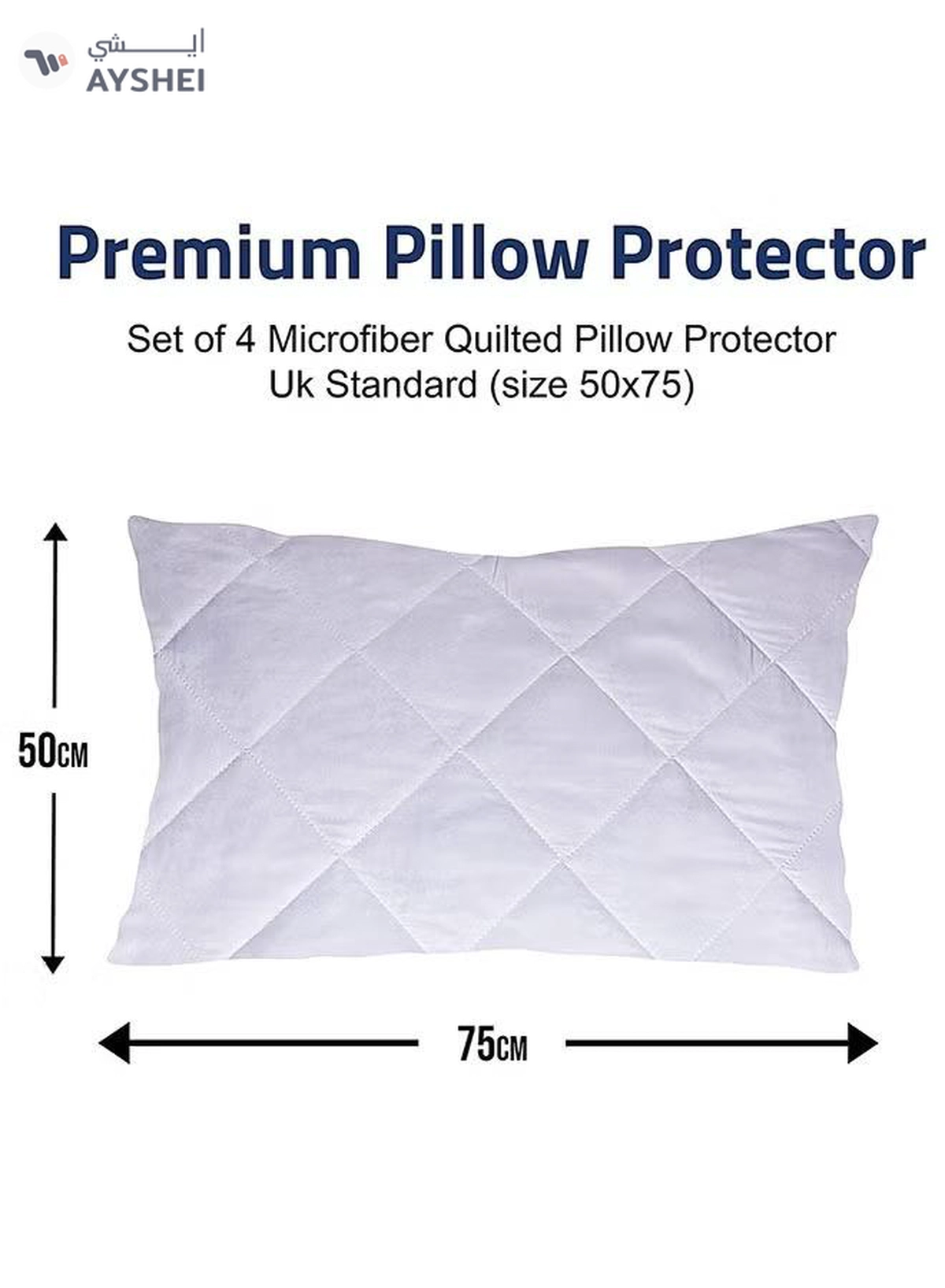 Eworld Pack of 4 Pillow Protectors - Quilted Zipped Pillow Covers -1-1