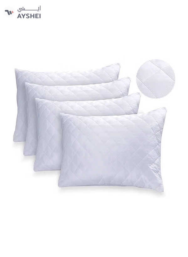 Eworld Pack of 4 Pillow Protectors - Quilted Zipped Pillow Covers