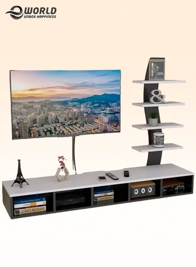 Eworld Wooden Twist TV Unit Shelf Dressing and Bed Size Table for Home Office-0