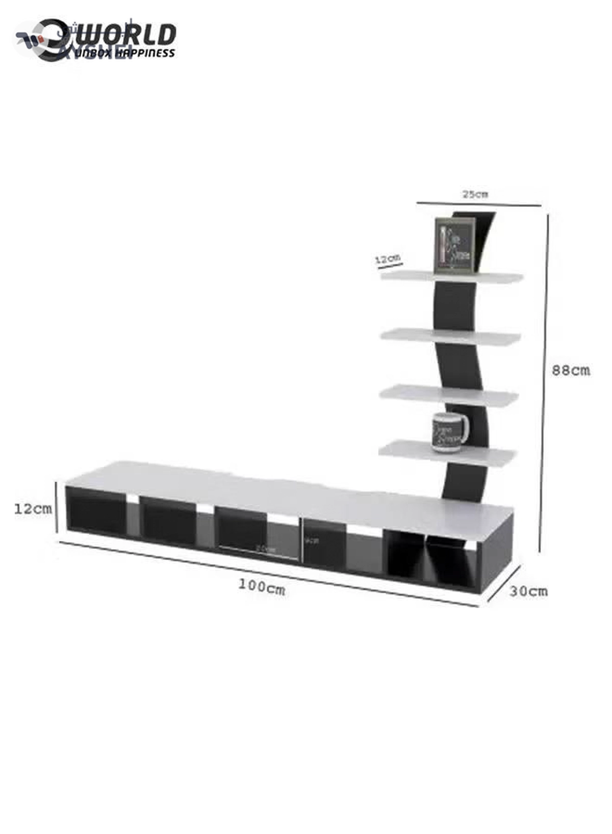 Eworld Wooden Twist TV Unit Shelf Dressing and Bed Size Table for Home Office-1-1
