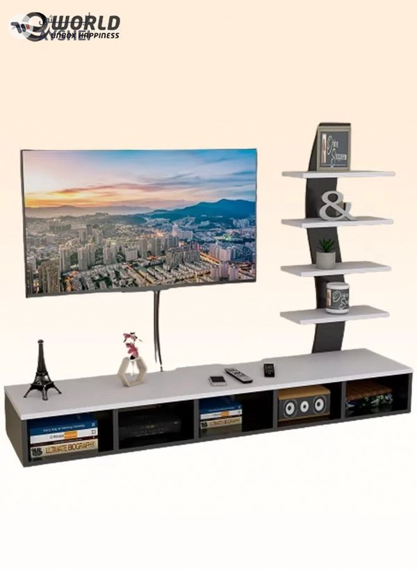 Eworld Wooden Twist TV Unit Shelf Dressing and Bed Size Table for Home Office