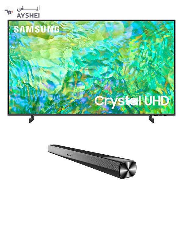 Samsung Smart TV Crystal UHD 4K CU8000 65 Inch 2023 Processor Airslim Dynamic Crystal Color With Soundbar 65CU8000+TH-N322B Titan Gray
