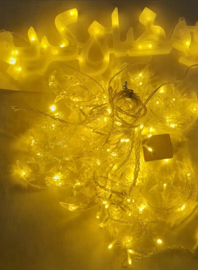 Yuwell Ramadan Light 3 Meter 136 LED String Light LED Decorative Light Multi Modes Operated Light With 3-Pin Plug For Ramadan Decoration Light Eid Decoration Light Warm White With Ramadan Kareem Sign Star And Moon Curtain Lights-1