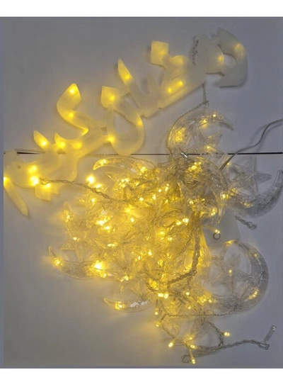 Yuwell Ramadan Light 3 Meter 136 LED String Light LED Decorative Light Multi Modes Operated Light With 3-Pin Plug For Ramadan Decoration Light Eid Decoration Light Warm White With Ramadan Kareem Sign Star And Moon Curtain Lights-5