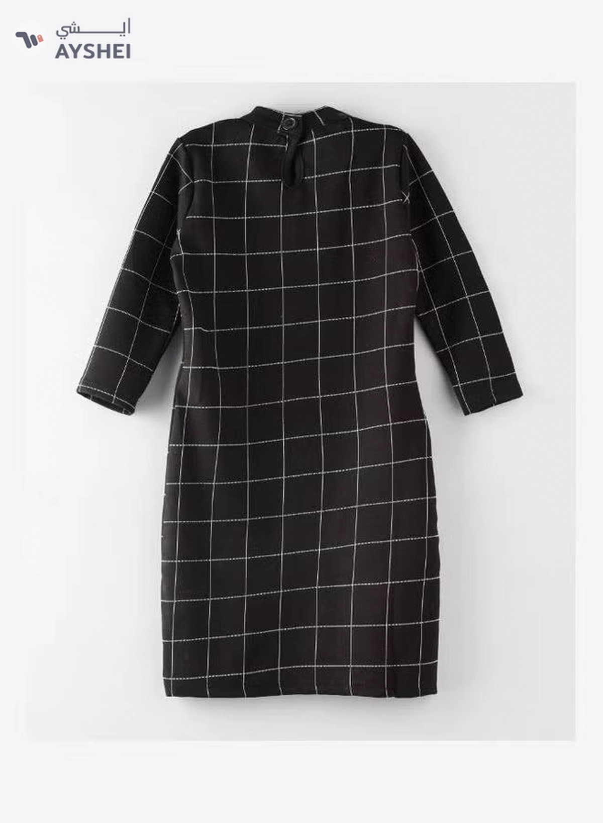 HASHQLO Checks Printed Short Dress Black-1-1