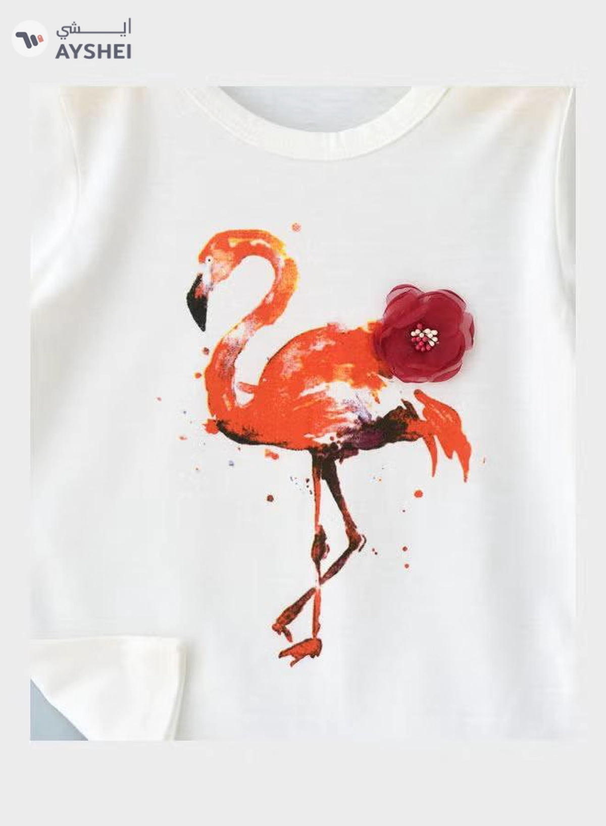 Babyqlo Swan Printed T-Shirt And Skirt Set White/Light Pink-2-2
