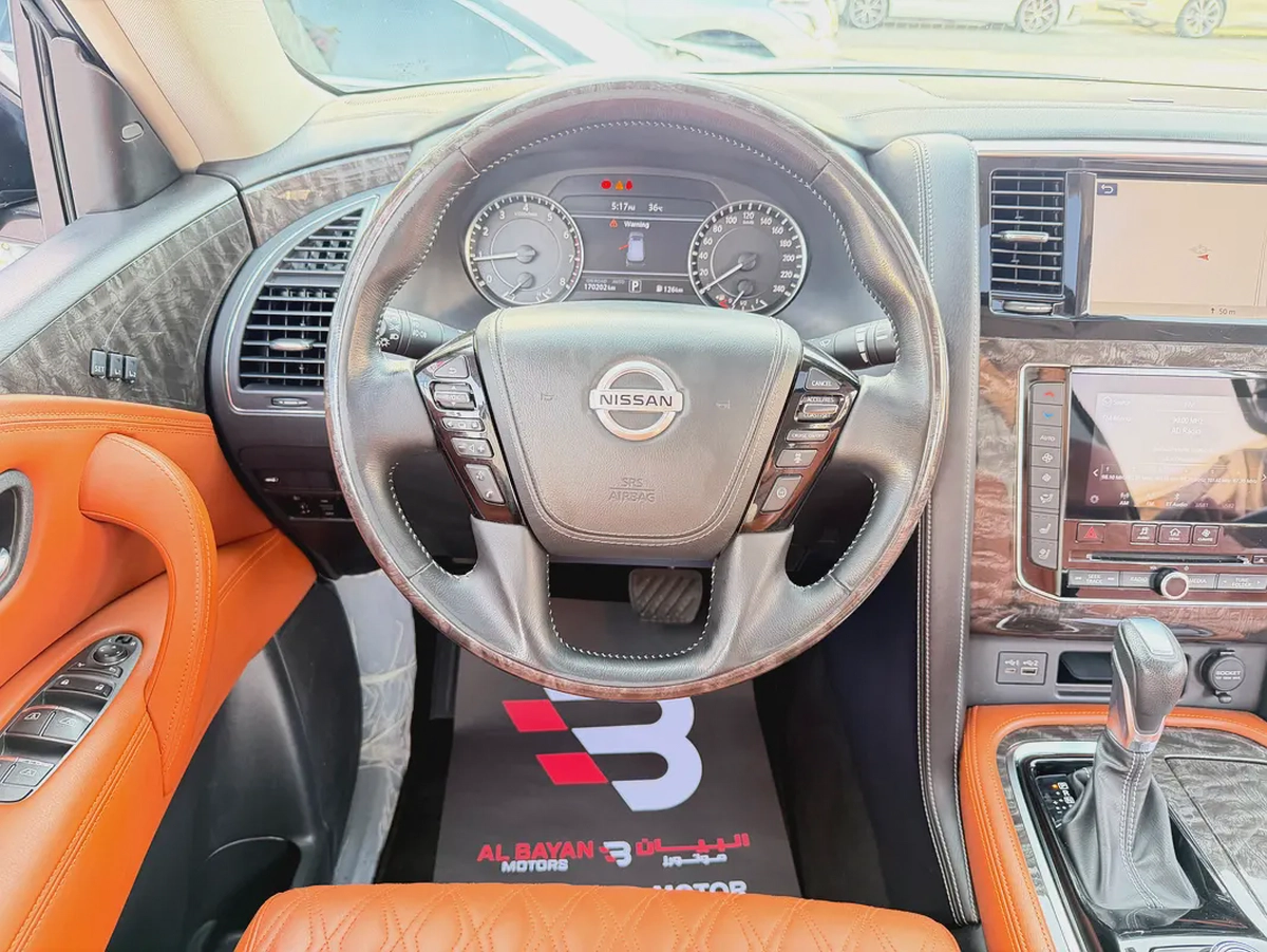 نيسان باترول بلاتينيوم V6 فضي / زعفراني خليجي المسعود Nissan Patrol 2020 SE Platinum GCC Specs --9-9