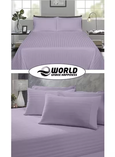 Eworld 3 Piece Luxury Purple Striped Bed Sheet Set with 1 Flat Sheet and 2 Pillowcases for Hotel and Home Crafted from Ultra Soft and Breathable Microfiber for Year-Round Comfort, (Single/Double)-5