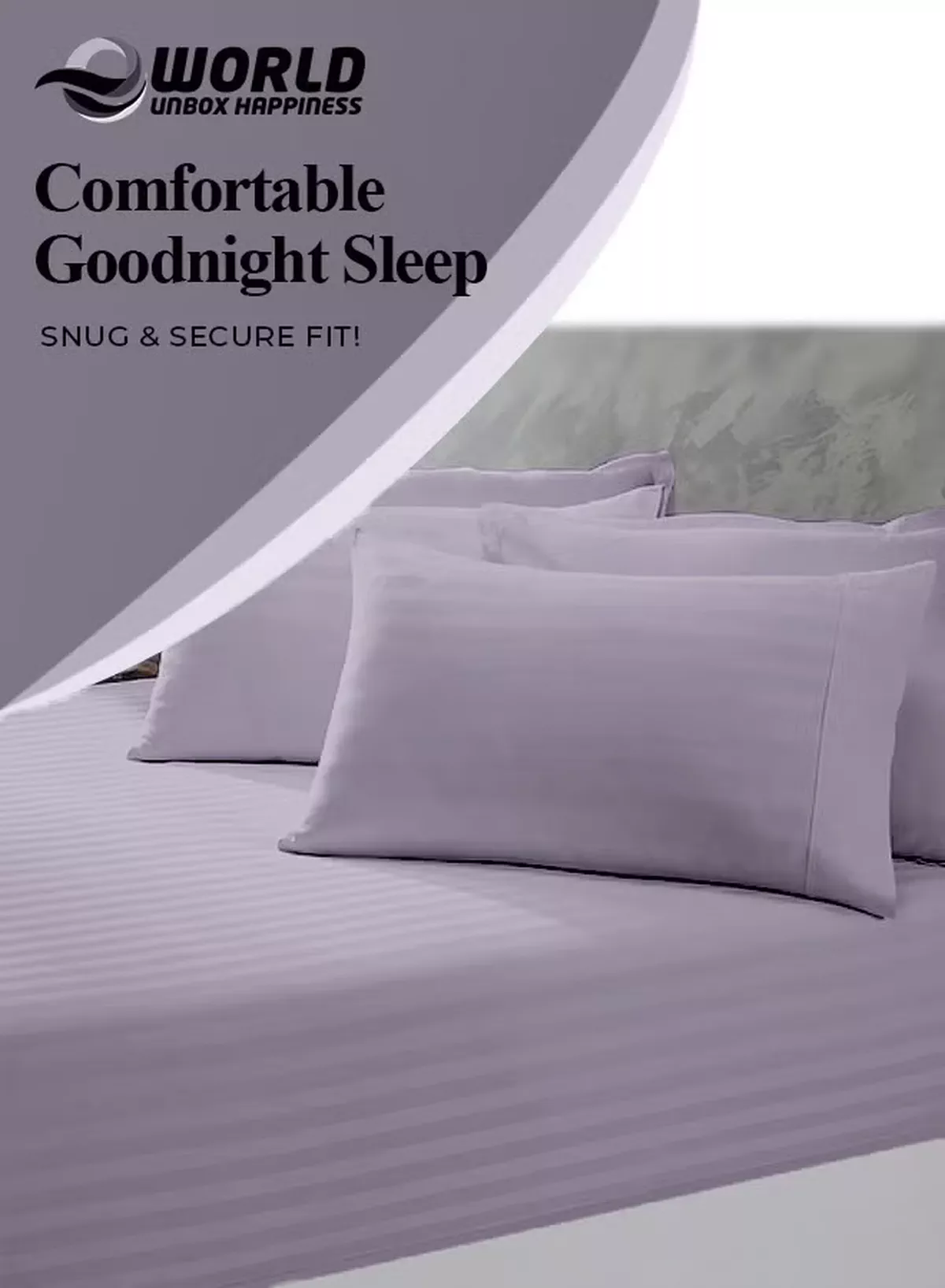 Eworld 3 Piece Luxury Purple Striped Bed Sheet Set with 1 Flat Sheet and 2 Pillowcases for Hotel and Home Crafted from Ultra Soft and Breathable Microfiber for Year-Round Comfort, (Single/Double)-3-3