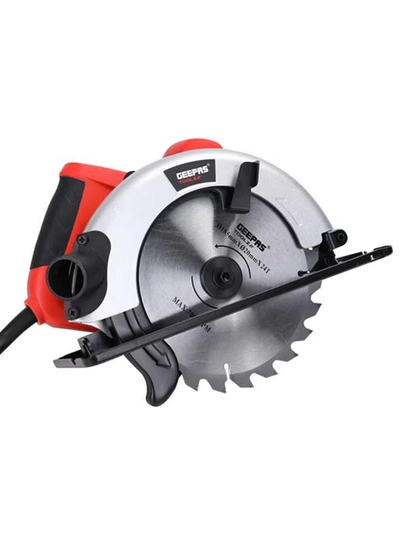 Geepas 1200W Circular Saw With High Speed And 185mm Saw Blades- Multi-Purpose Blade 65mm Cutting Depth,Depth & Angle Adjustment | Ideal for Wood, Mild Steel, Plastic & More Silver/Black/Red-0