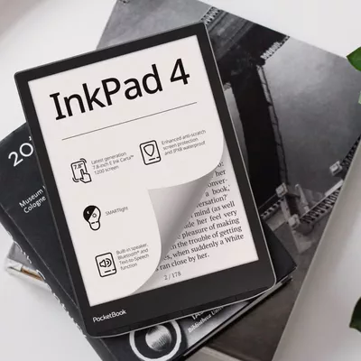 PocketBook InkPad 4 | Eye-Friendly Audio & E-Book Reader Large 7.8ʺ E-Ink Display Anti-Scratch Protection Text-to-Speech Function Bluetooth Built-in Speaker SMARTlight IPX8 Waterproof - Stardust Silver-3