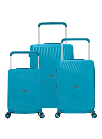 PARAJOHN Effortless Travel with Our Sleek 3-Piece Polypropylene Wide Handle Spinner Luggage Set BLUE-0
