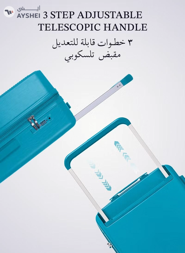 PARAJOHN Effortless Travel with Our Sleek 3-Piece Polypropylene Wide Handle Spinner Luggage Set BLUE