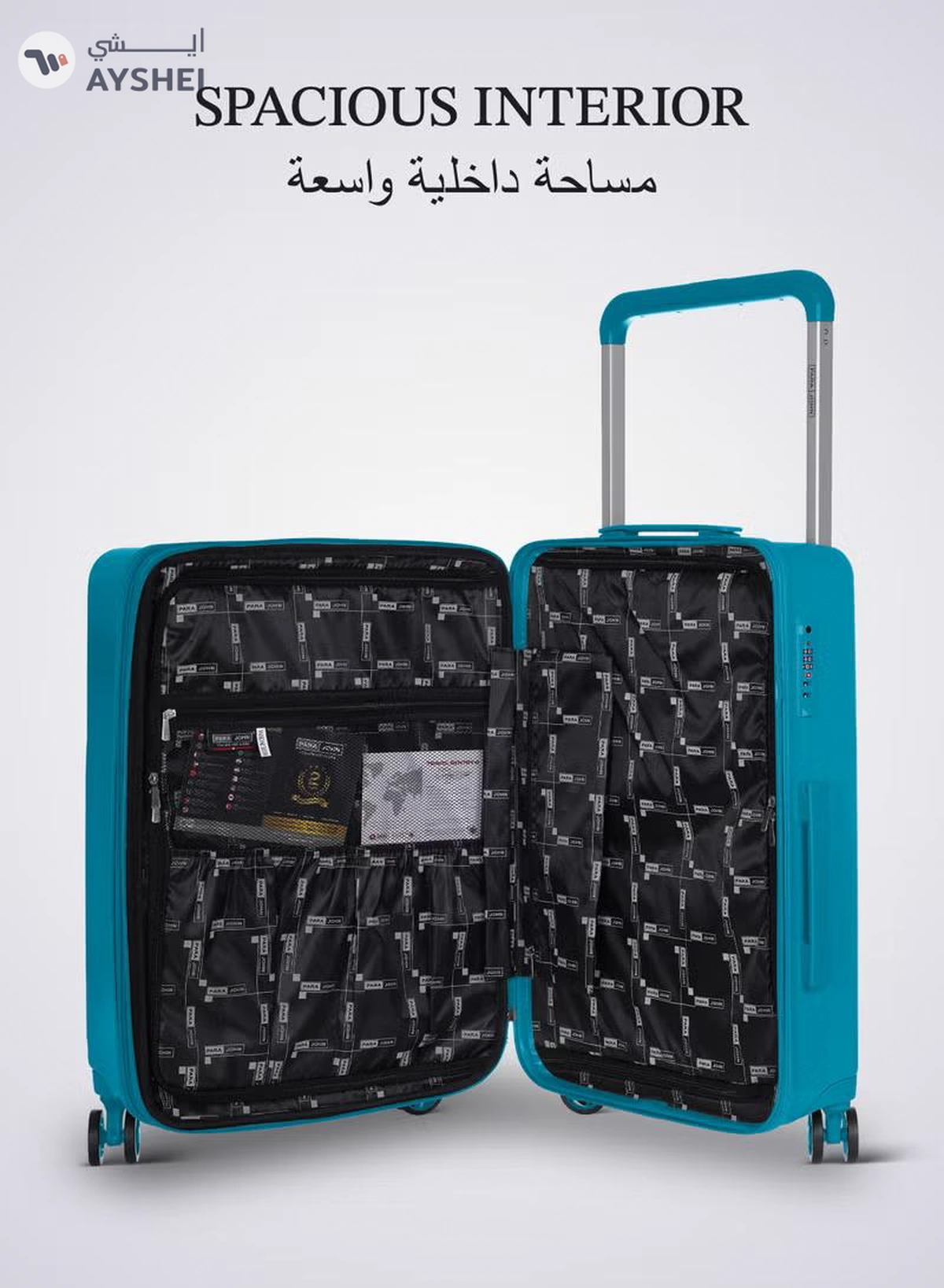 PARAJOHN Effortless Travel with Our Sleek 3-Piece Polypropylene Wide Handle Spinner Luggage Set BLUE-3-3