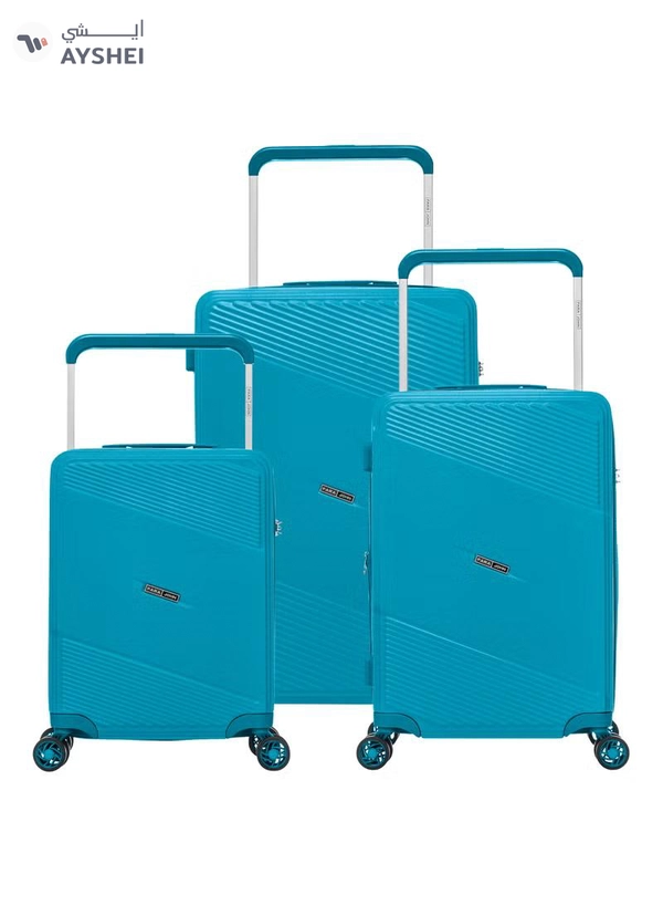 PARAJOHN Effortless Travel with Our Sleek 3-Piece Polypropylene Wide Handle Spinner Luggage Set BLUE