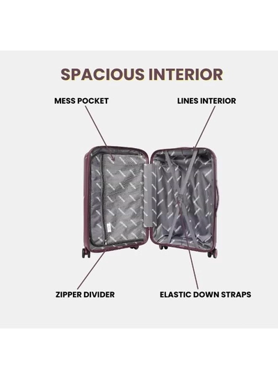 British Tourister 3 Piece Polypropylene Hard Side Spinner Luggage Trolley Set 20/24/28 Inch - Purple-3