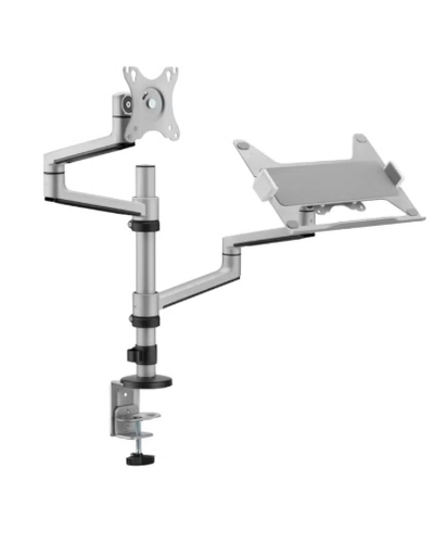 Navodesk Control Monitor Arm – Model L with Laptop Tray, Dual Monitor Stand for 17–32 Inch-0