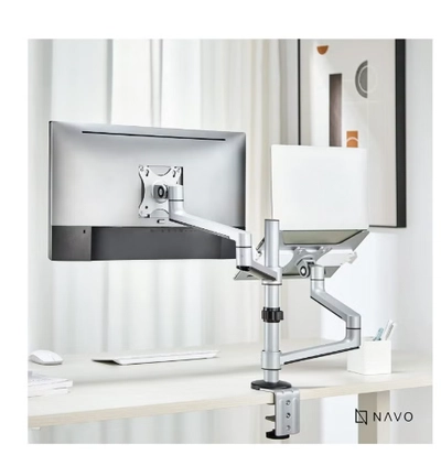 Navodesk Control Monitor Arm – Model L with Laptop Tray, Dual Monitor Stand for 17–32 Inch-3