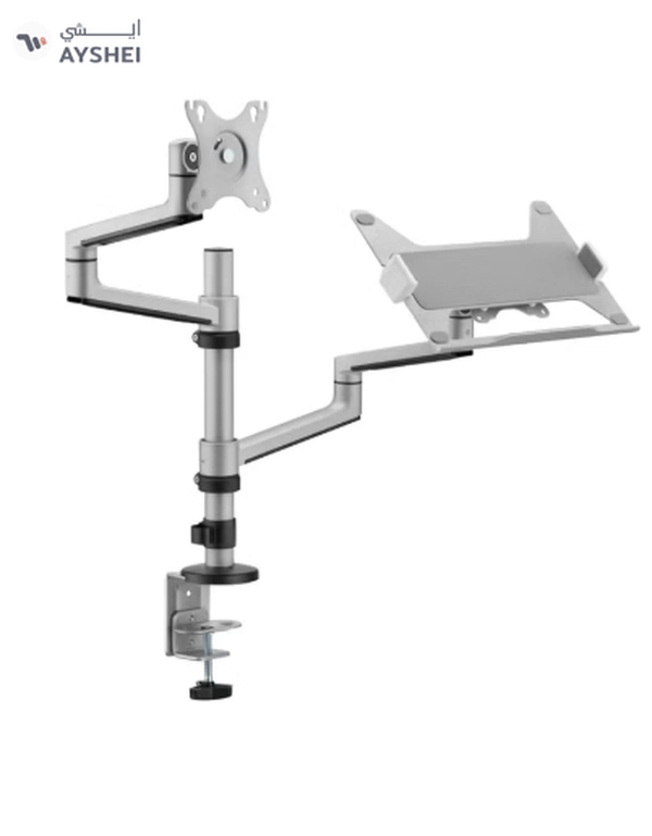 Navodesk Control Monitor Arm – Model L with Laptop Tray, Dual Monitor Stand for 17–32 Inch