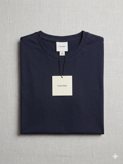 Calvin Klein Men's Navy Blue Crew Neck T-Shirt-0
