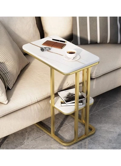 DubaiGallery Modern Simple Coffee Table High Temperature Paint Side Table Double Layer Living Room Furniture Stable Load-bearing Tv Table-3