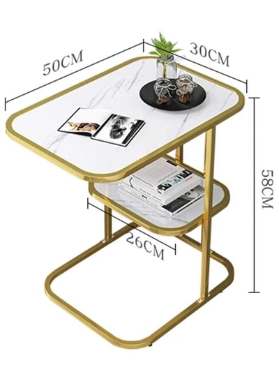DubaiGallery Modern Simple Coffee Table High Temperature Paint Side Table Double Layer Living Room Furniture Stable Load-bearing Tv Table-2