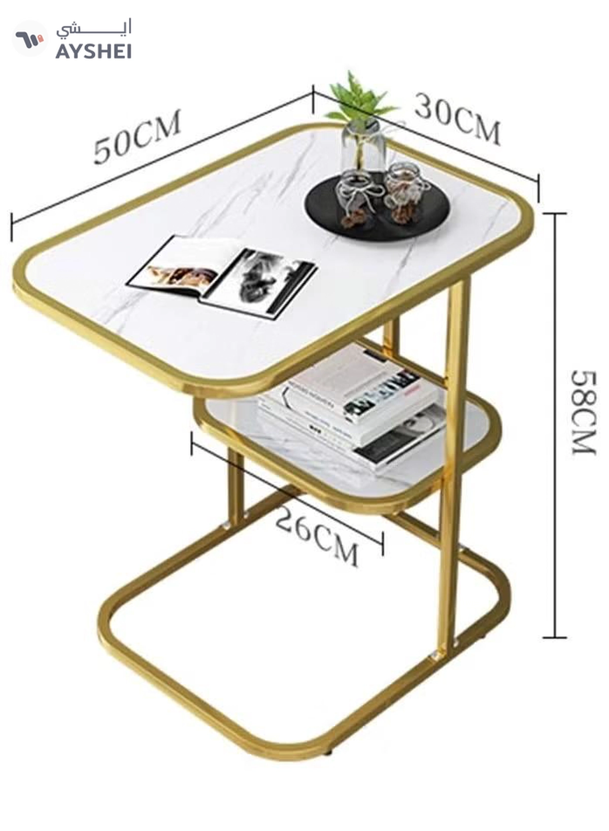 DubaiGallery Modern Simple Coffee Table High Temperature Paint Side Table Double Layer Living Room Furniture Stable Load-bearing Tv Table-2-2