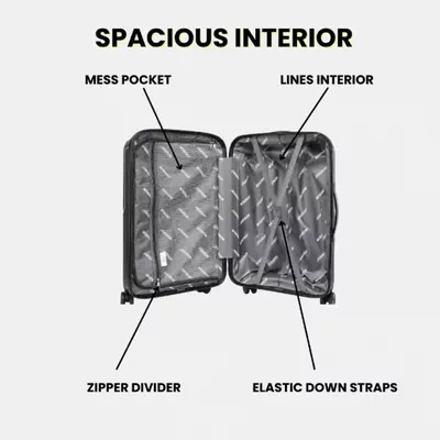 British Tourister 3 Piece Polypropylene Hard Side Spinner Luggage Trolley Set 20/24/28 Inch - Black-2