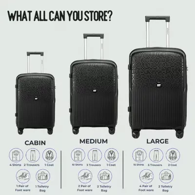 British Tourister 3 Piece Polypropylene Hard Side Spinner Luggage Trolley Set 20/24/28 Inch - Black-6