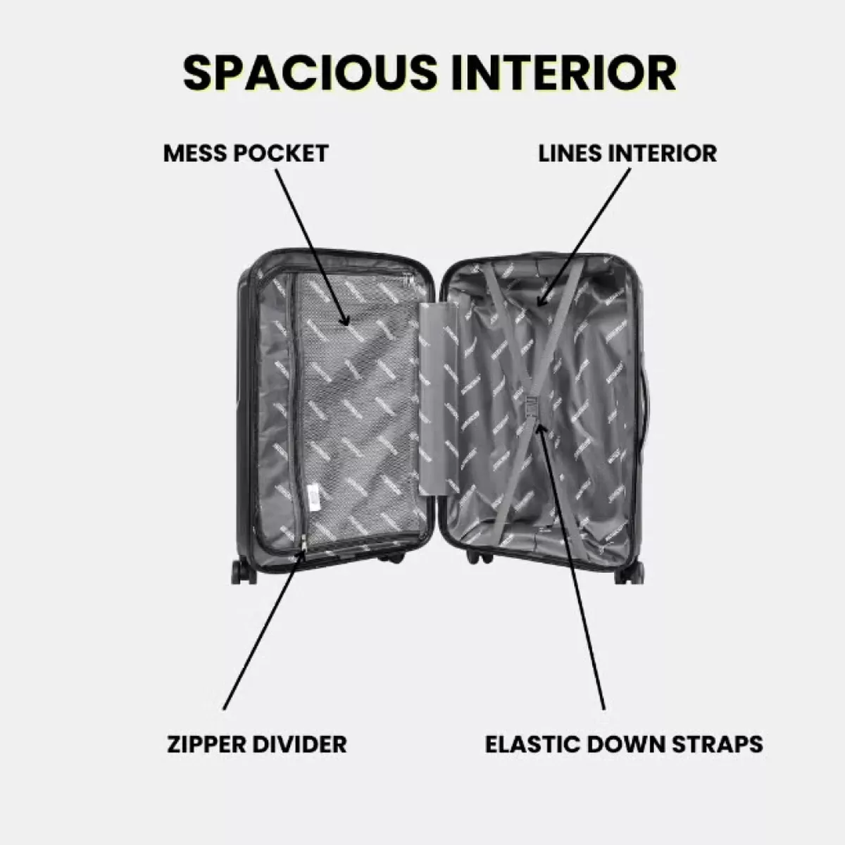 British Tourister 3 Piece Polypropylene Hard Side Spinner Luggage Trolley Set 20/24/28 Inch - Black-2-2
