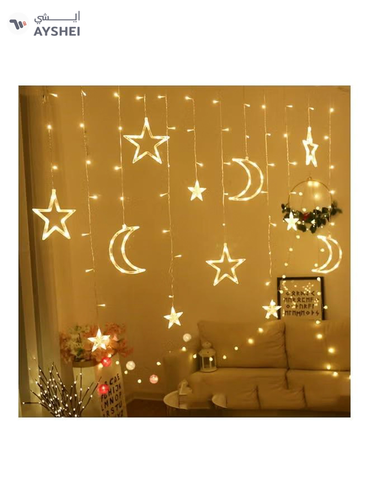 Salla Star And Moon Shaped Decorative Light Set Warm White-5-5