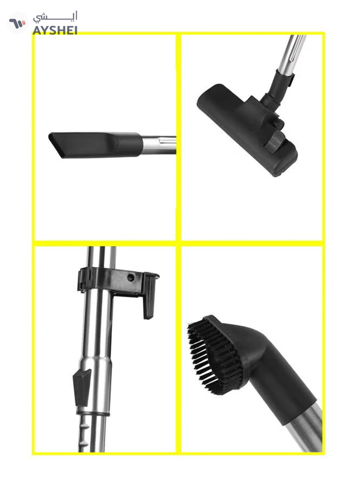 GEEPAS Wet and Dry Stainless Steel Vacuum Cleaner with Elegant Body, Adjustable Suction on Handle / Power Rating : AC 220 – 240 (50/60 Hz) 25 L 2300 W GVC19011N Silver/Black/Yellow-5-5