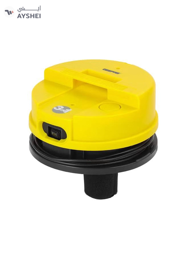GEEPAS Wet and Dry Stainless Steel Vacuum Cleaner with Elegant Body, Adjustable Suction on Handle / Power Rating : AC 220 – 240 (50/60 Hz) 25 L 2300 W GVC19011N Silver/Black/Yellow