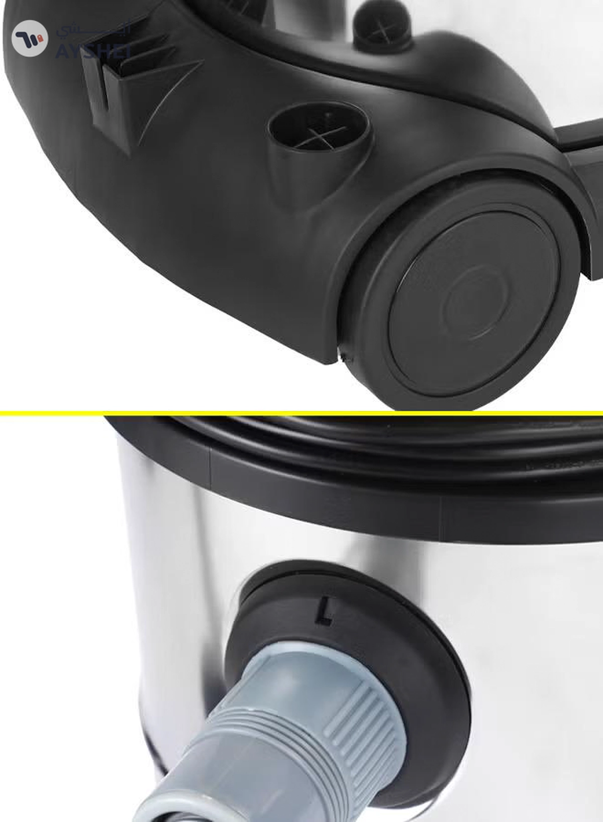 GEEPAS Wet and Dry Stainless Steel Vacuum Cleaner with Elegant Body, Adjustable Suction on Handle / Power Rating : AC 220 – 240 (50/60 Hz) 25 L 2300 W GVC19011N Silver/Black/Yellow-1-1