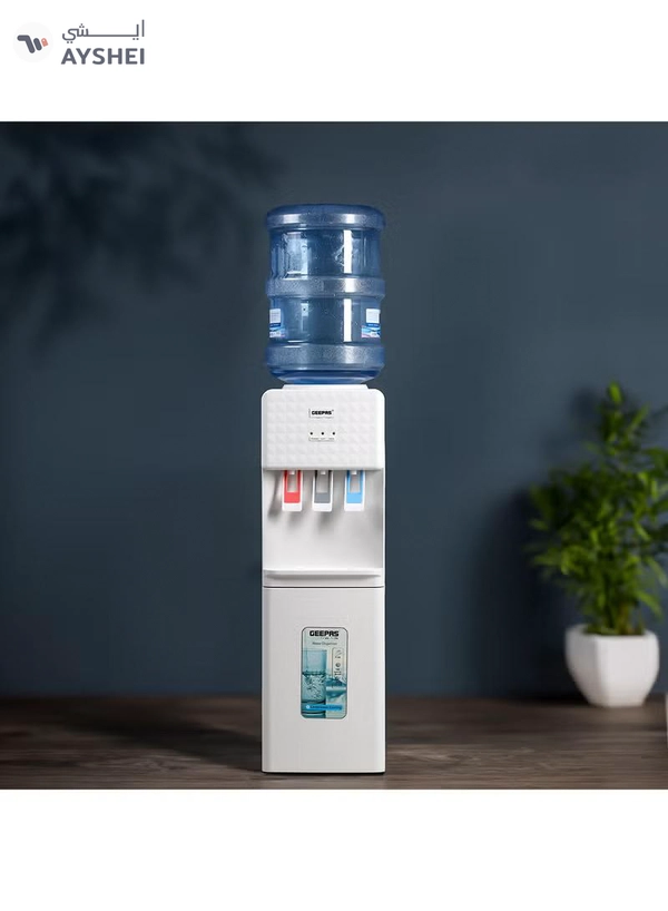 GEEPAS 3 Taps Water Dispenser with Hot, Normal and Cold Function, Stainless Steel Tank/ 2.8 L, 1.0 L Capacity, Perfect for Home, School, Apartments, Office, etc. GWD8326 White