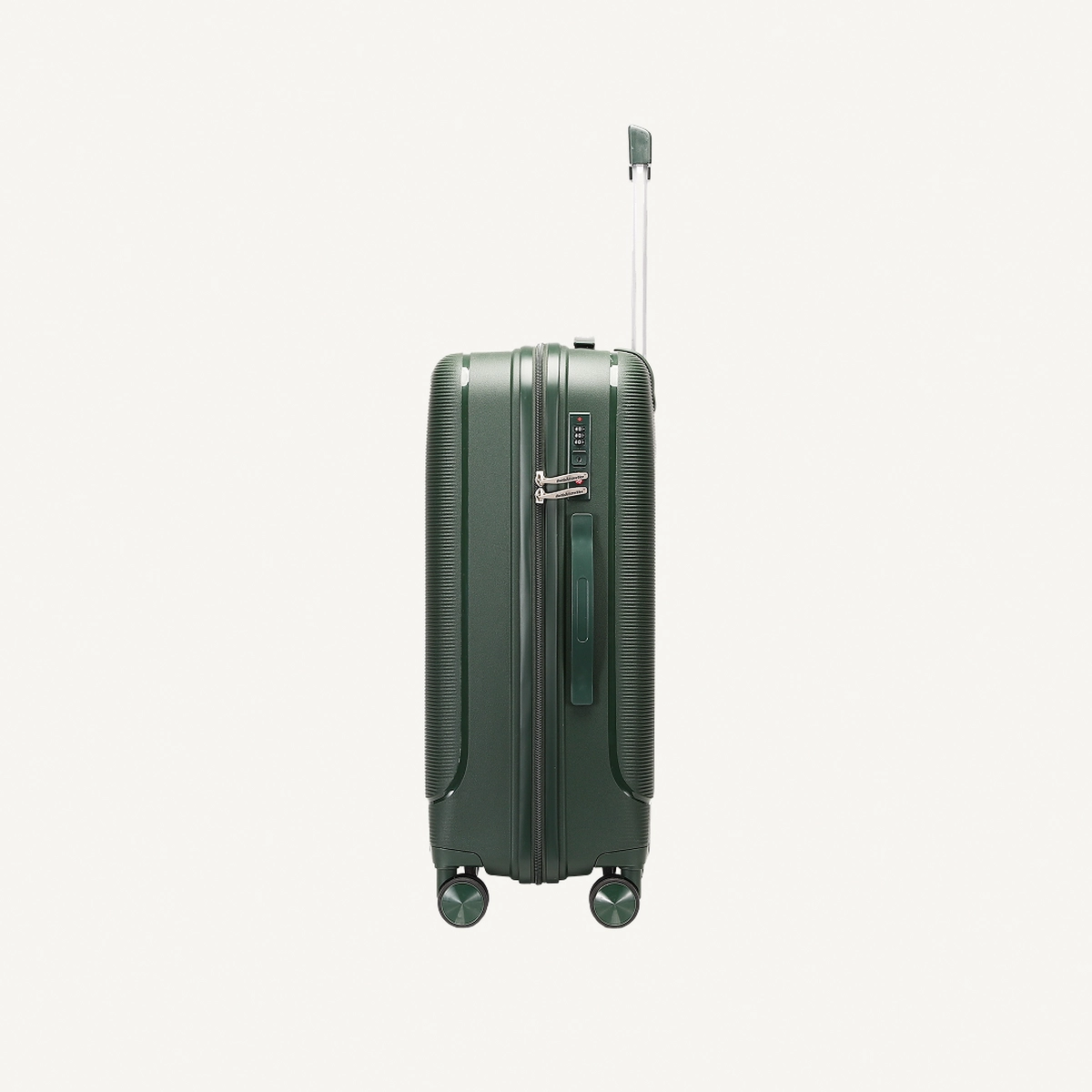 British Traveller 3-Piece Polypropylene Luggage Set | 20”, 24”, 28” Lightweight Suitcases with 360° Spinner Wheels, TSA Lock, Water & Scratch Resistant | Durable Hard Shell Trolley Bags with Telescopic Handle - Green-1-1