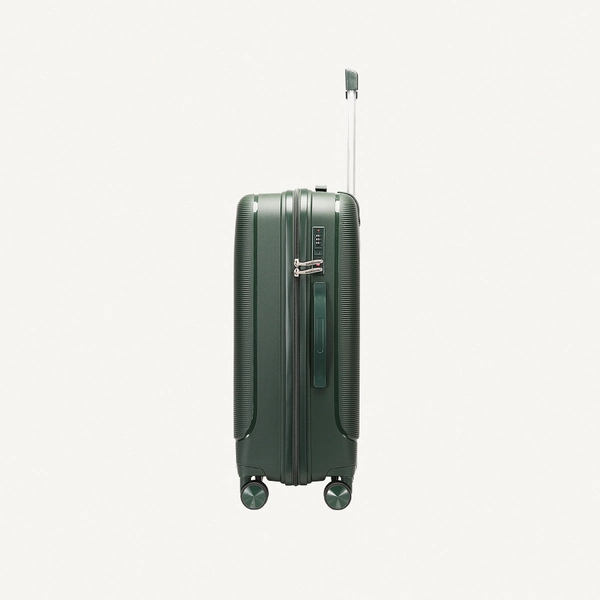 British Traveller 3-Piece Polypropylene Luggage Set | 20”, 24”, 28” Lightweight Suitcases with 360° Spinner Wheels, TSA Lock, Water & Scratch Resistant | Durable Hard Shell Trolley Bags with Telescopic Handle - Green