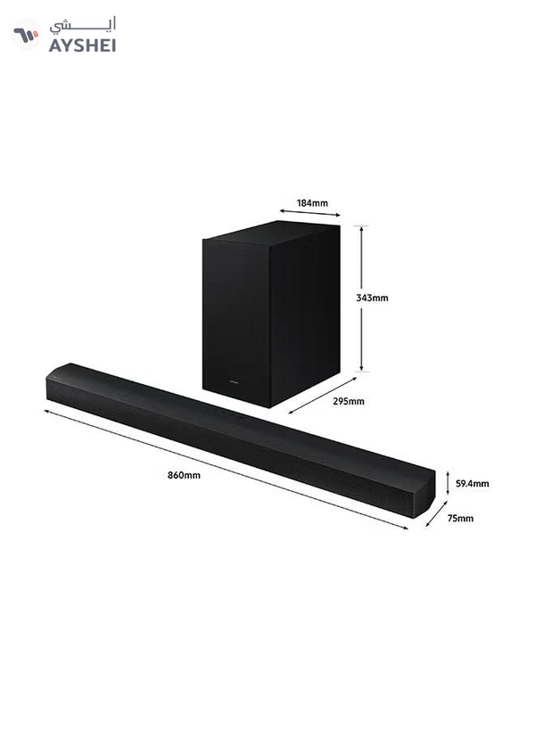 Samsung Soundbar, B-Series, B650D, 3.1ch, 2024,International Version Dolby Audio, Built-in Center Speaker, Subwoofer With Bass Boost, Adaptive Sound ZN HW-B650D Black