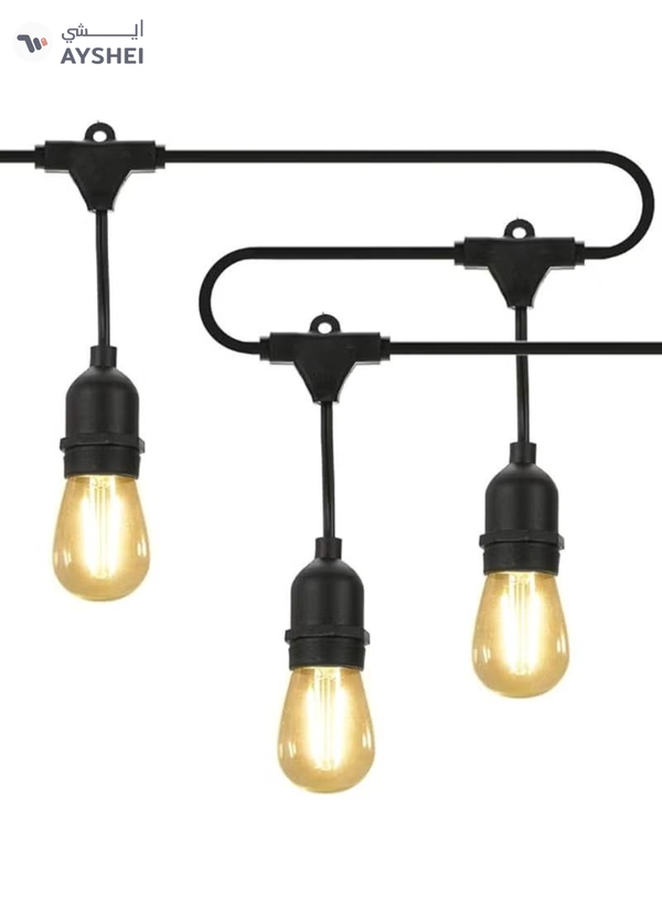 Yuwell Outdoor Waterproof IP65 Led String Lights E27 Holder 50 Meter Bulb Holder Wire For 100 Bulbs Solar Bulb Holder For Ramadan Decoration Lights And Outdoor Decoration Light Hanging Light String Wire Ramadan Light For Commercial Patio Garden & Porch Yard