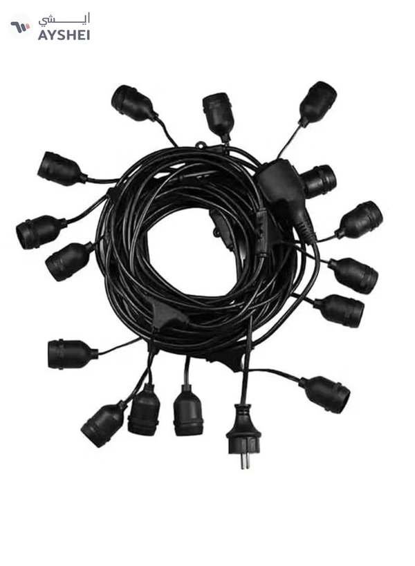 Yuwell Outdoor Waterproof IP65 Led String Lights E27 Holder 50 Meter Bulb Holder Wire For 100 Bulbs Solar Bulb Holder For Ramadan Decoration Lights And Outdoor Decoration Light Hanging Light String Wire Ramadan Light For Commercial Patio Garden & Porch Yard