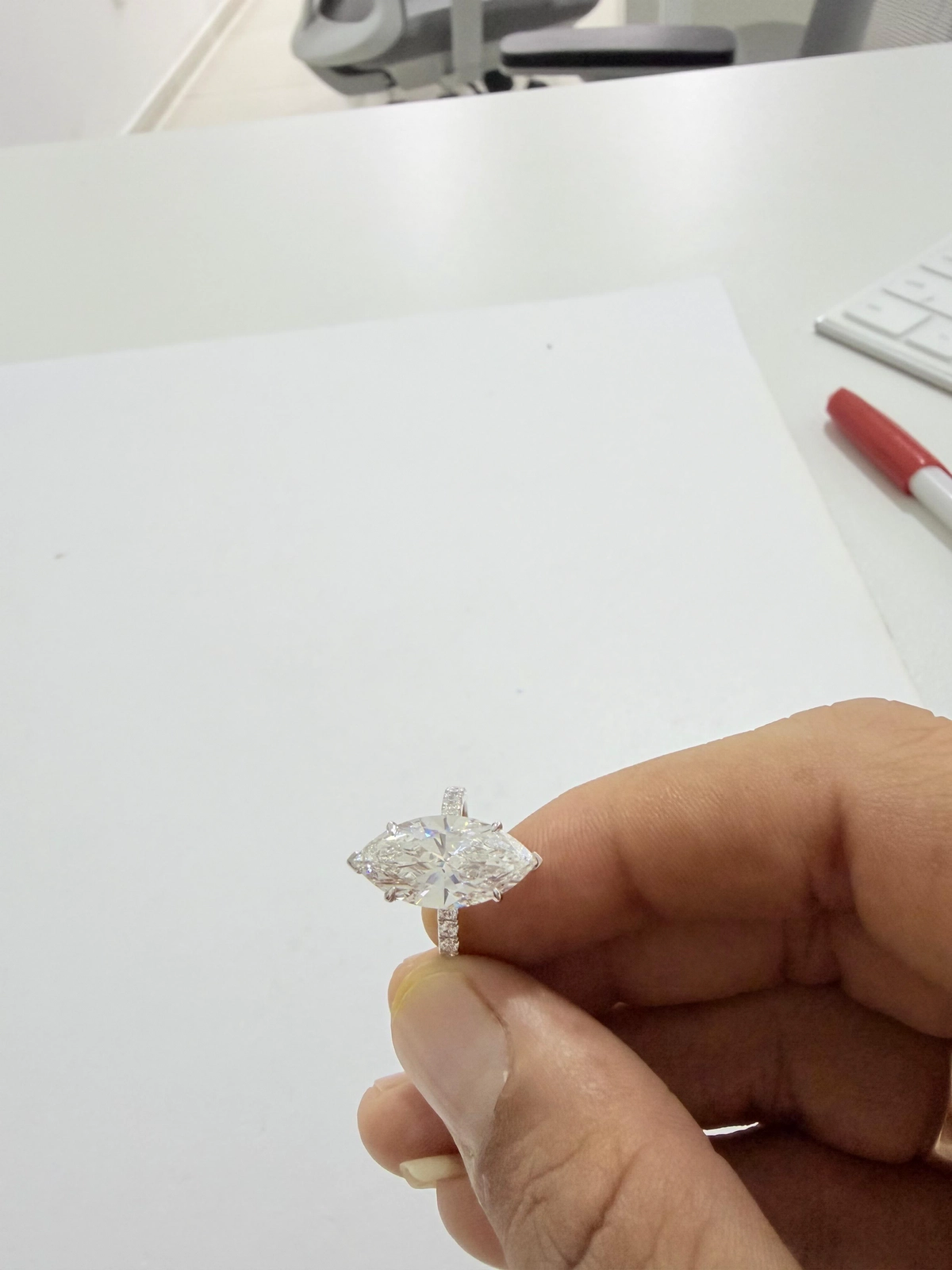18k white gold ring with lab grown diamond-2-2