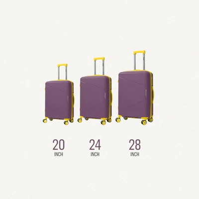 British Tourister 3 Piece Polypropylene Hard side Luggage Set with TSA Lock | Lightweight Spinner Suitcases with 360° Wheels | Durable Trolley Bags for Secure Travel (Small, Medium, Large) – Purple-1